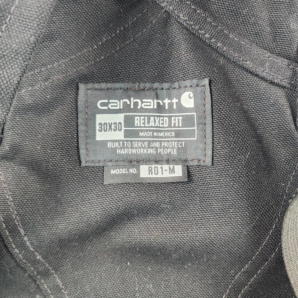 Carhartt 102776 R01-M Double Knee Duck Bib Overalls Men's 30x30 Black - Picture 5 of 9